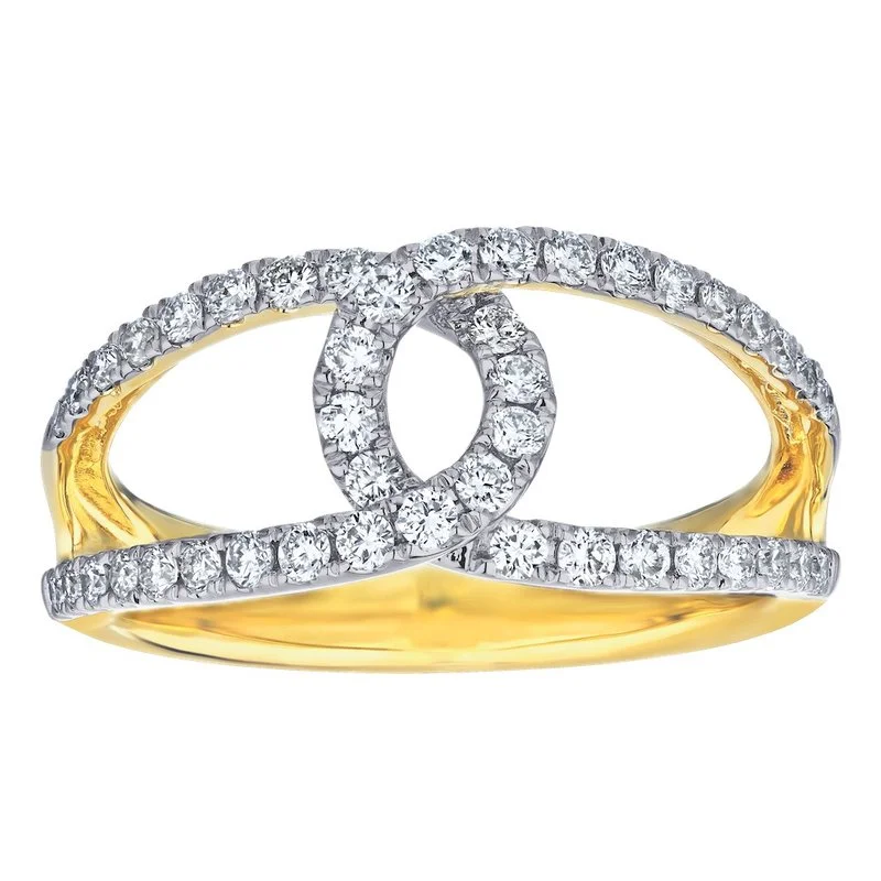 Rings For Plump Hands-14k Yellow Gold Interlocking Diamond Twist Ring