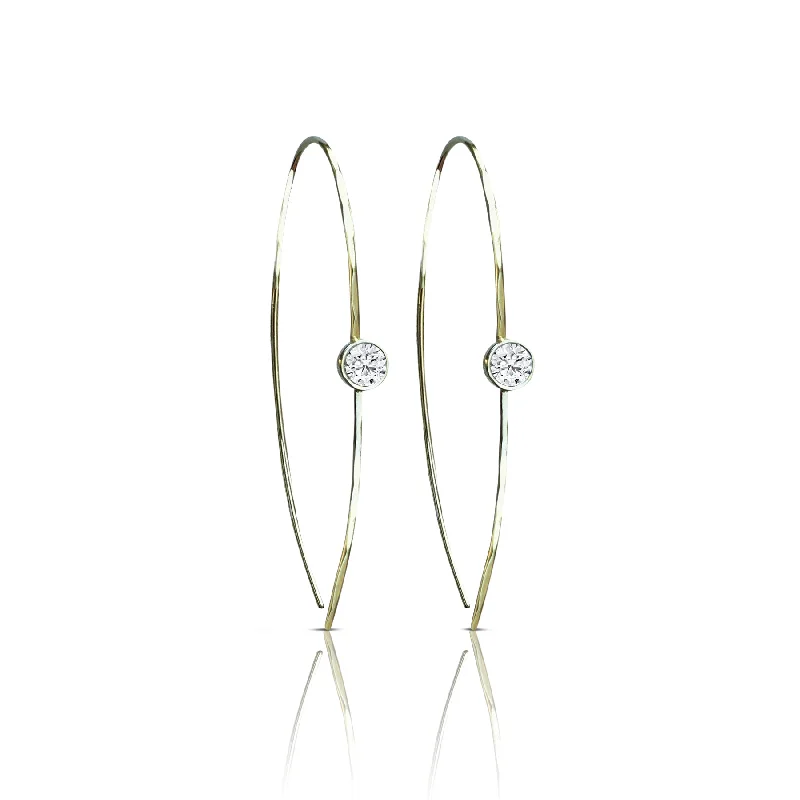 Earrings For Soft Beam-14k Hammered Diamond Earrings