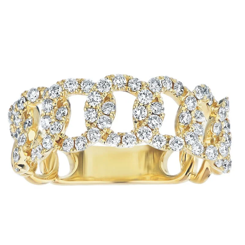 Best Nab Rings-14k Yellow Gold Chain Link Diamond Fashion Ring