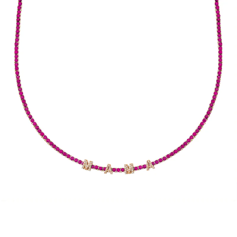 Necklaces Look Advice-Perfect Personalized Collar Tennis Necklace - Ruby / 14k Rose Gold