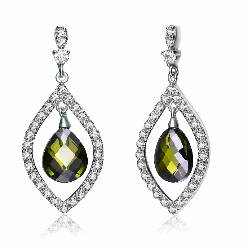 Earrings For Deep Studs-Gabrielle Green Pear Shape Drop Earrings